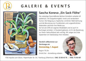 Einladung zu der Ausstellung "Ein Sack Flöhe" von Sacha Koneva